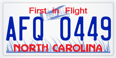 NC license plate AFQ0449