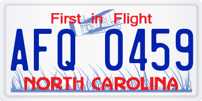 NC license plate AFQ0459