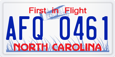 NC license plate AFQ0461
