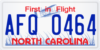 NC license plate AFQ0464
