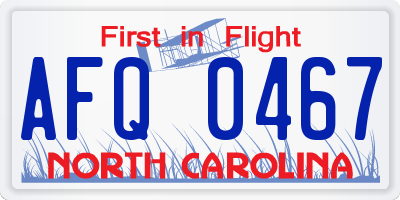 NC license plate AFQ0467