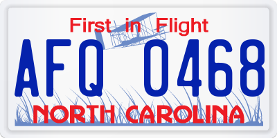 NC license plate AFQ0468