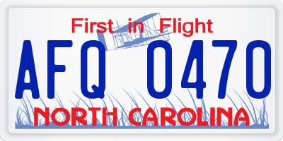 NC license plate AFQ0470