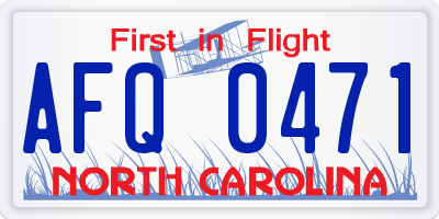 NC license plate AFQ0471