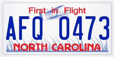 NC license plate AFQ0473