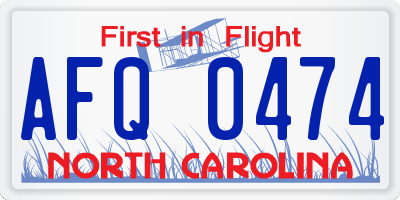NC license plate AFQ0474