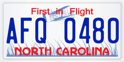 NC license plate AFQ0480