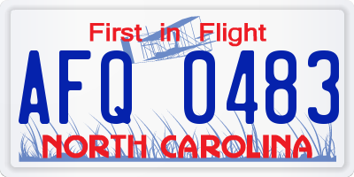 NC license plate AFQ0483