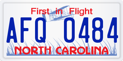 NC license plate AFQ0484