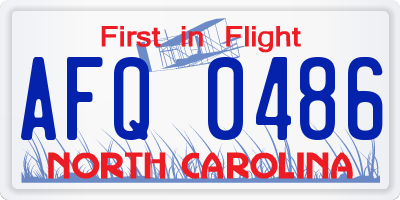 NC license plate AFQ0486