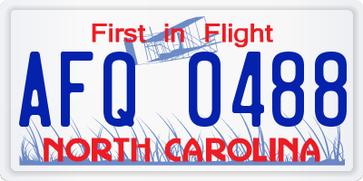NC license plate AFQ0488