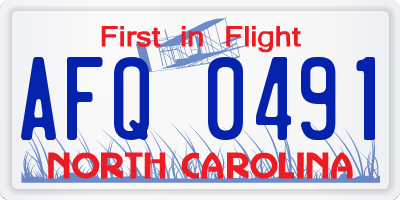 NC license plate AFQ0491