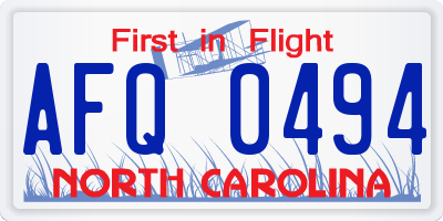 NC license plate AFQ0494