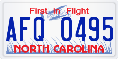 NC license plate AFQ0495