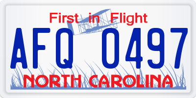 NC license plate AFQ0497