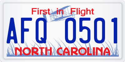 NC license plate AFQ0501