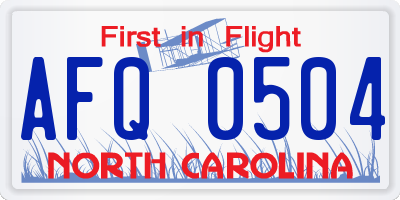 NC license plate AFQ0504