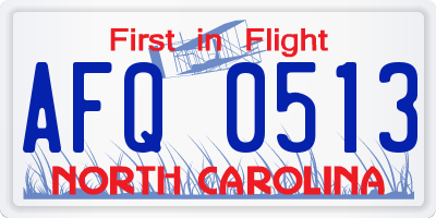 NC license plate AFQ0513
