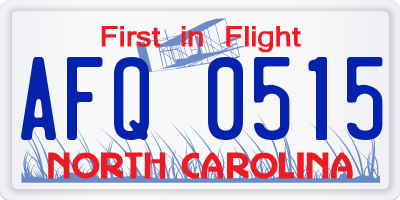 NC license plate AFQ0515