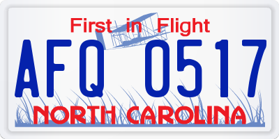 NC license plate AFQ0517