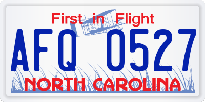 NC license plate AFQ0527