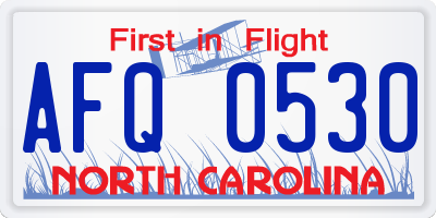 NC license plate AFQ0530