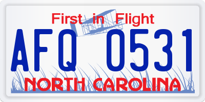 NC license plate AFQ0531