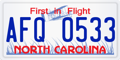 NC license plate AFQ0533
