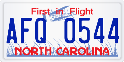 NC license plate AFQ0544