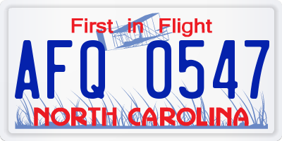 NC license plate AFQ0547