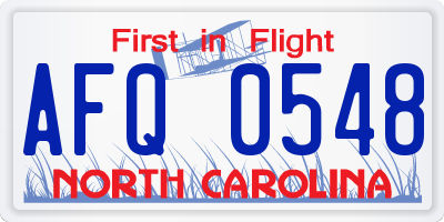NC license plate AFQ0548