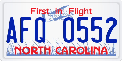 NC license plate AFQ0552