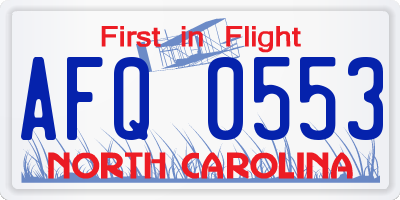 NC license plate AFQ0553