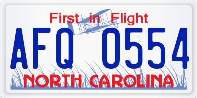 NC license plate AFQ0554