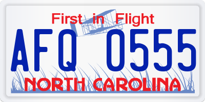 NC license plate AFQ0555