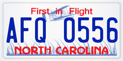 NC license plate AFQ0556