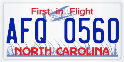 NC license plate AFQ0560