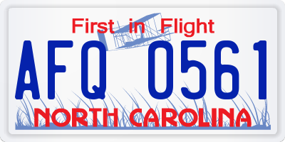 NC license plate AFQ0561