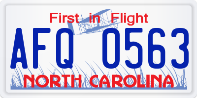 NC license plate AFQ0563
