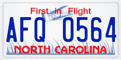 NC license plate AFQ0564