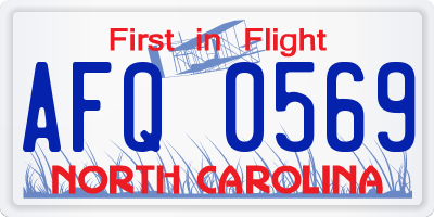 NC license plate AFQ0569