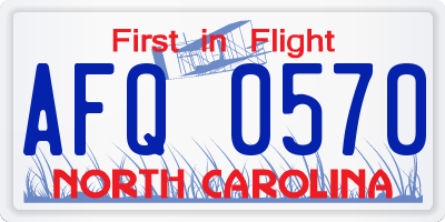 NC license plate AFQ0570