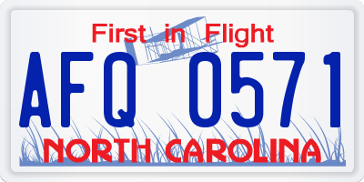 NC license plate AFQ0571