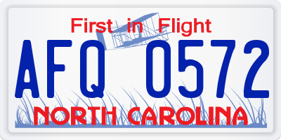 NC license plate AFQ0572