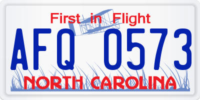 NC license plate AFQ0573