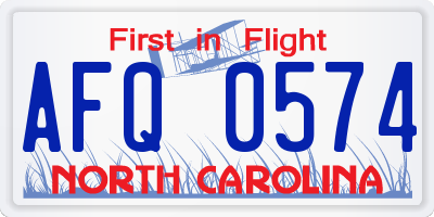 NC license plate AFQ0574