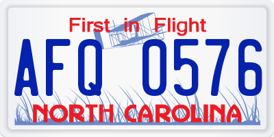 NC license plate AFQ0576
