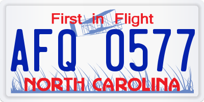 NC license plate AFQ0577