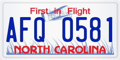NC license plate AFQ0581
