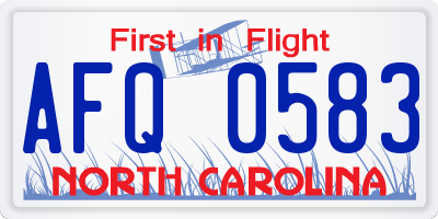 NC license plate AFQ0583